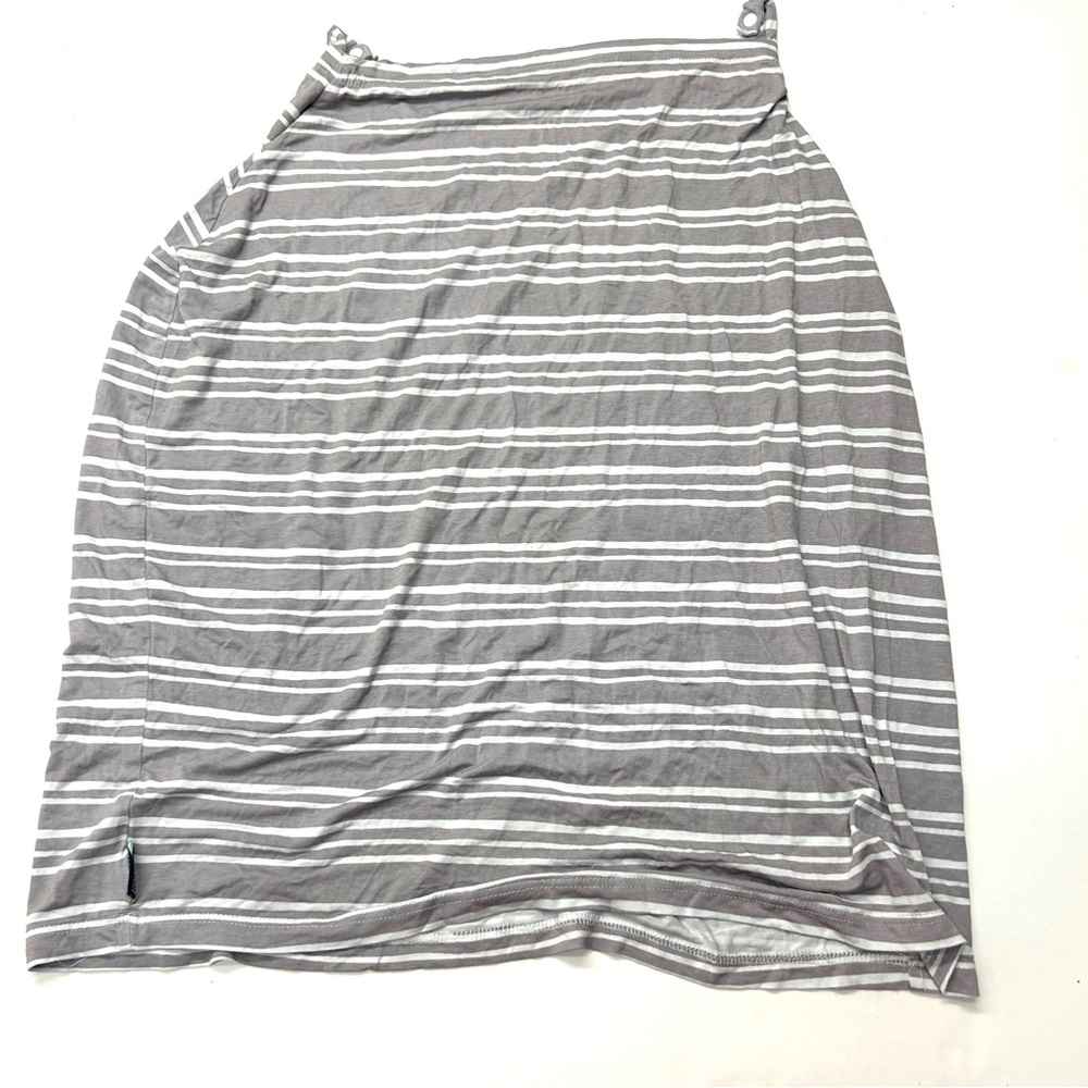 Bebe au Lait Gray and White Striped Nursing Cover Bamboo